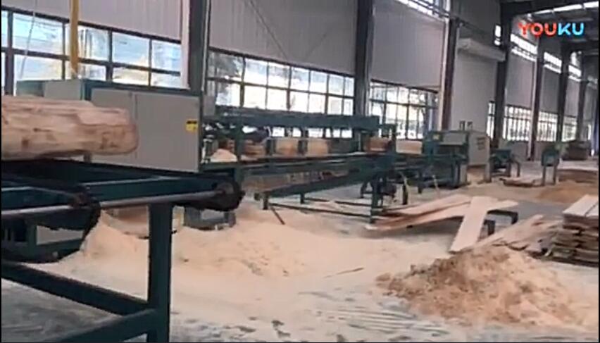 全自動原木多片鋸、方木多片鋸工作圖